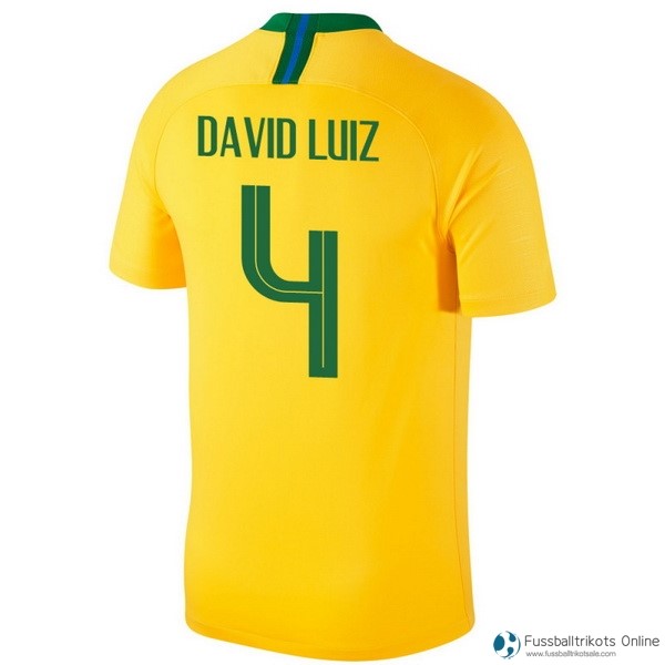 Brasilien Trikot Heim David Luiz 2018 Gelb Fussballtrikots Günstig